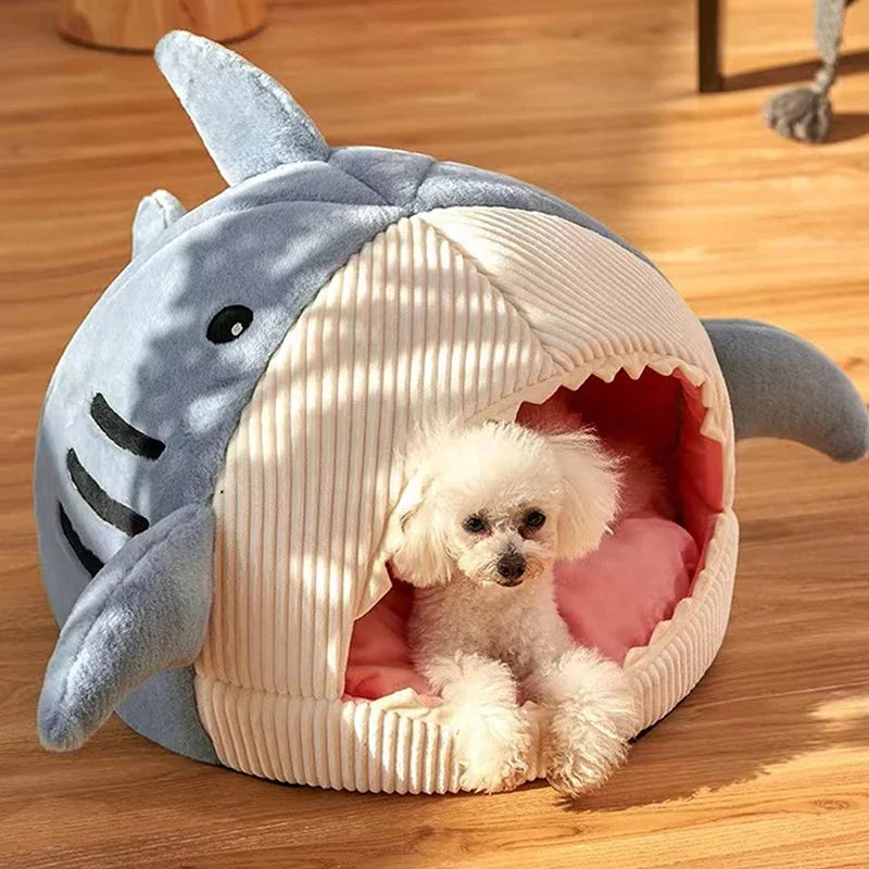 Fetchly™ Shark Pet Cave Bed – Cozy Plush Hideout for Cats & Small Dogs