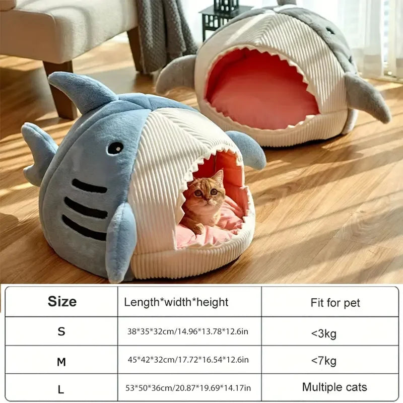 Fetchly™ Shark Pet Cave Bed – Cozy Plush Hideout for Cats & Small Dogs